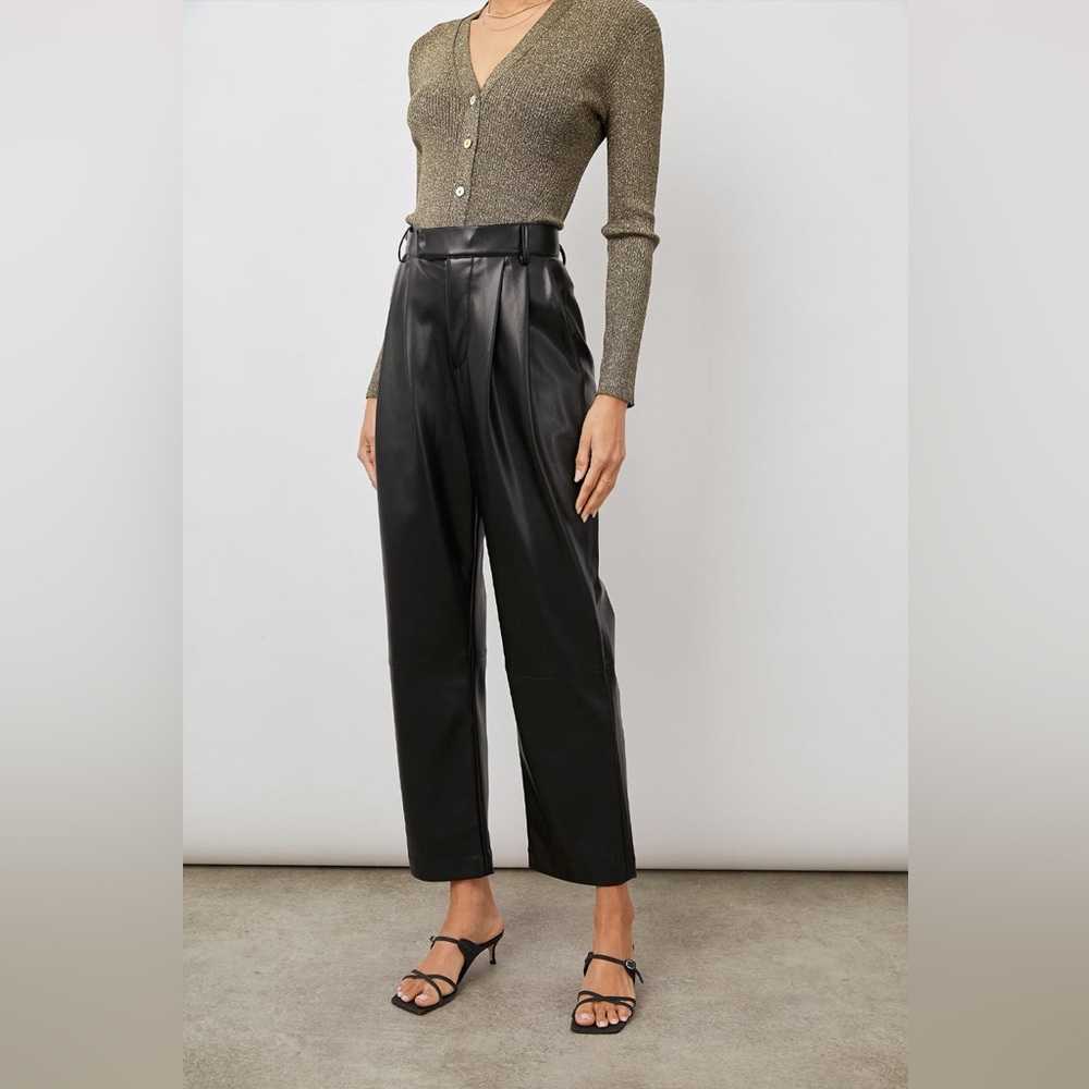 Rails Jo‎ Vegan Leather Pants Size 8 Black Women’s high Rise Pleated NEW NWOT
